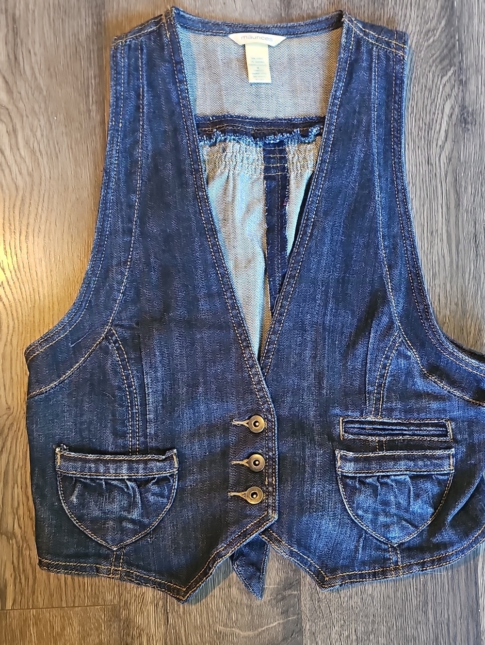 Maurices Vest Dark Blue Denim Size Medium Bohemian Women